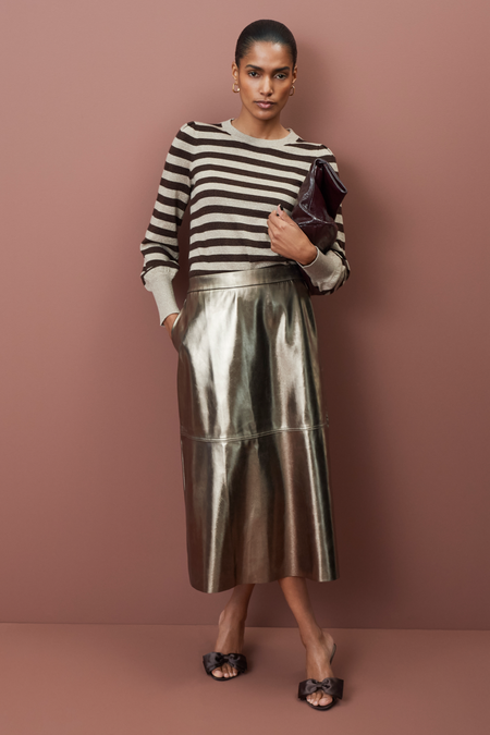 Yasmin Faux Leather Skirt - Pewter