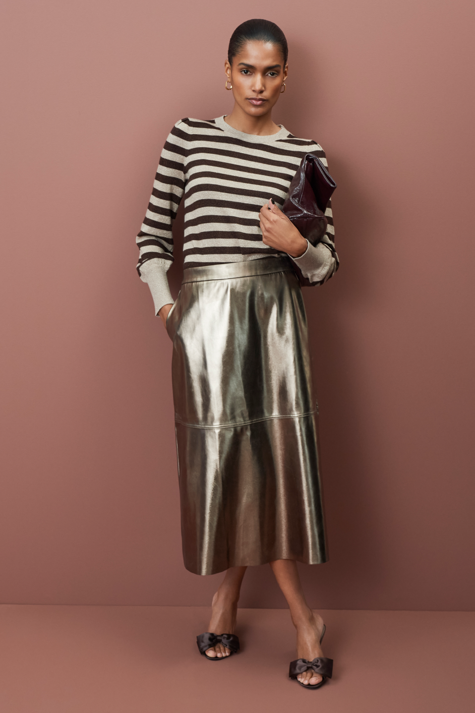Yasmin Faux Leather Skirt - Pewter