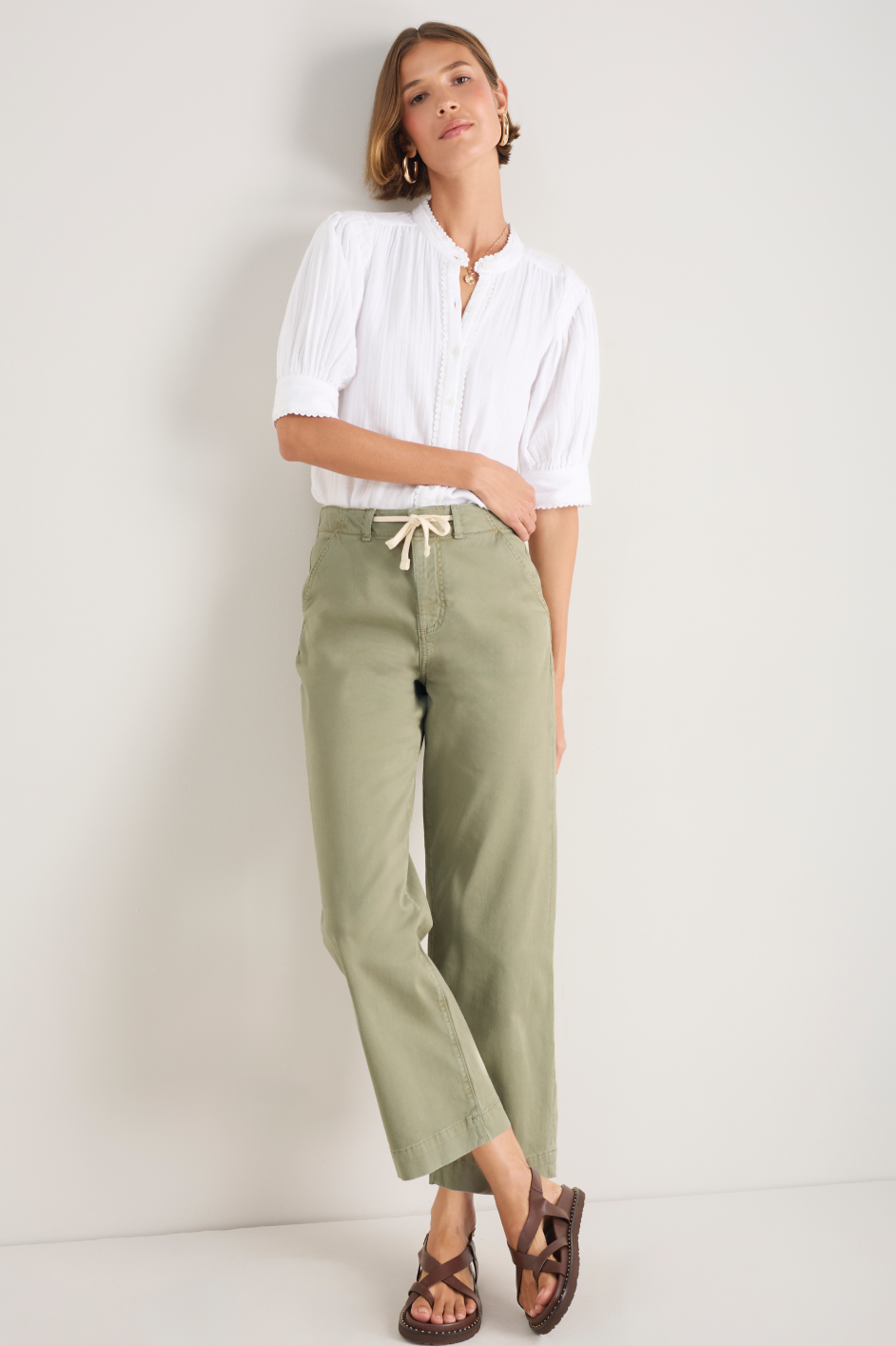 Camille Tie Horseshoe Trouser - Eucalyptus
