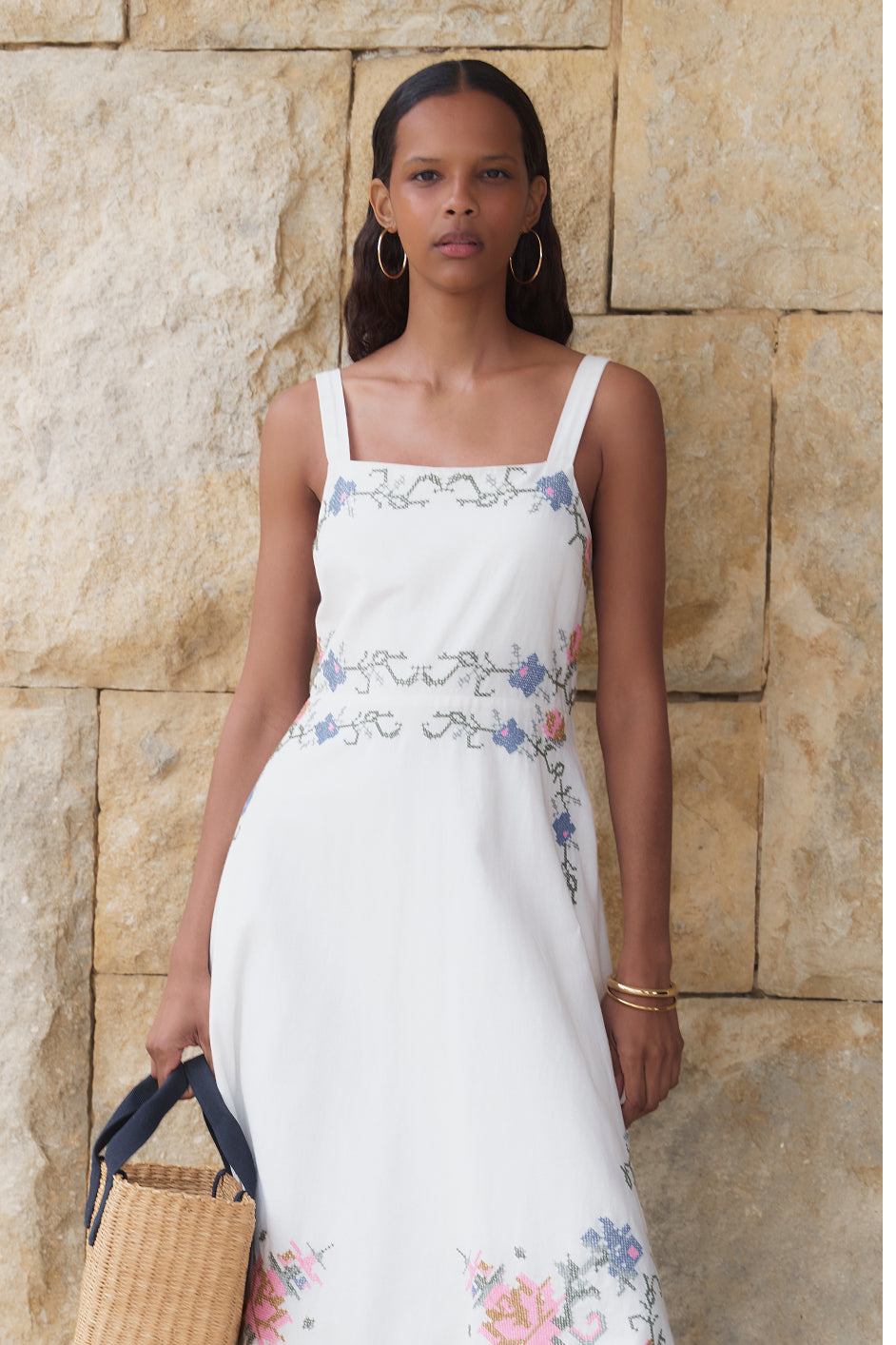 Reina Dress - Ivory Embroidered