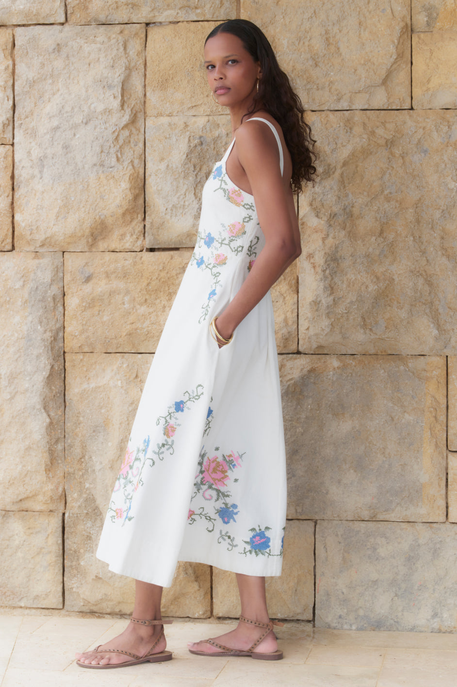 Reina Dress - Ivory Embroidered