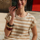 Fleurine Linen Cotton Tank - Tan/Ivory Stripe