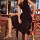 Edith Jersey Woven Mix Dress - Black