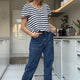 Lily Linen Tee Shirt - Midnight/Ivory Stripe
