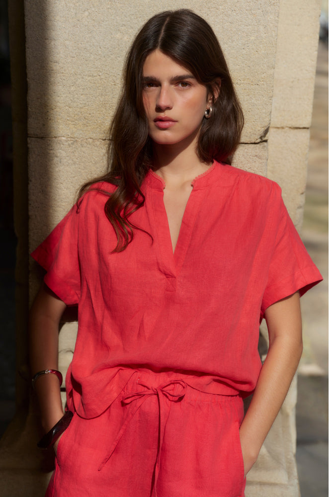 Thandie Linen Top - Watermelon