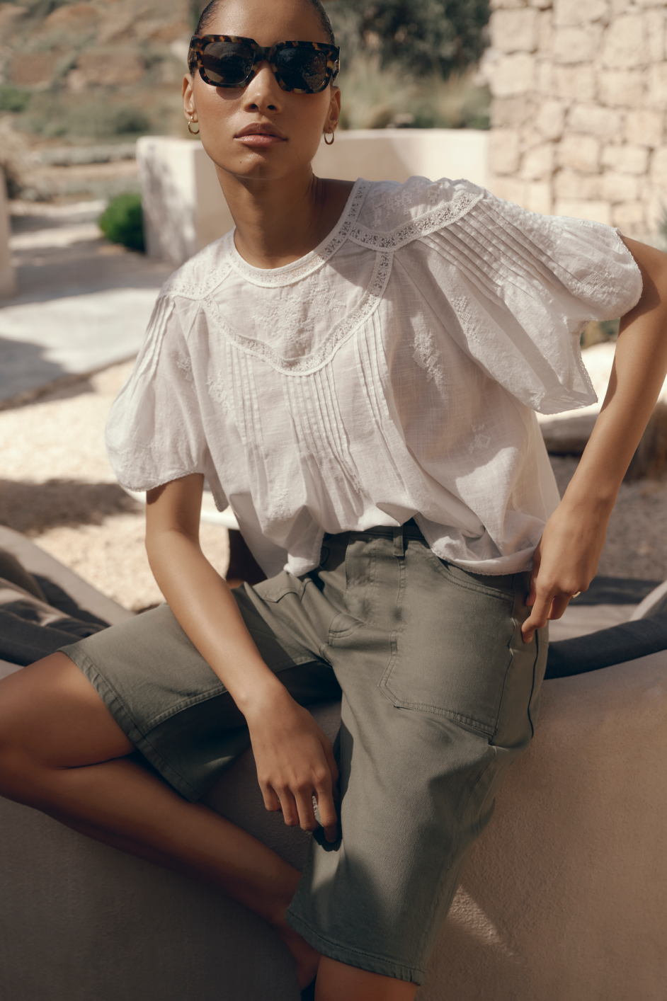 Dominique Top - White Embroidered