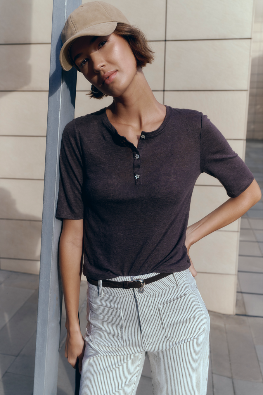 Layla Linen Top - Cocoa