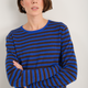 Chrissie Cashmere Jumper - Cobalt/Chocolate/Metallic Stripe