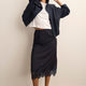 Lani Lace Trim Skirt - Navy Pinstripe