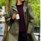 Cassie Funnel Neck Raincoat - Khaki
