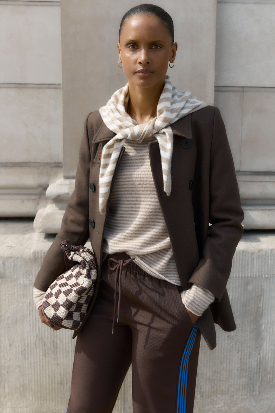 Bree Triangle Scarf - Oat/Ivory Stripe