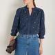 Alina Cord Blouse - Midnight Embroidered