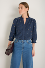 Alina Cord Blouse - Midnight Embroidered