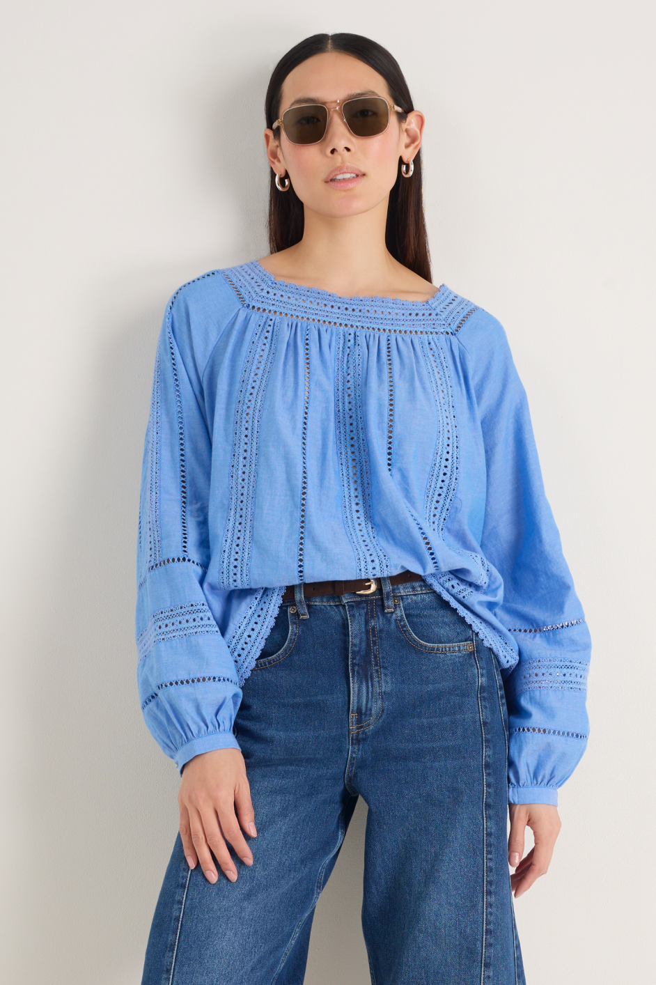 Melody Square Neck Top - Chambray Blue