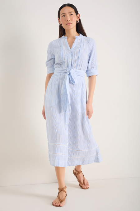 Otti Midi Dress - Sky Blue/White Stripe