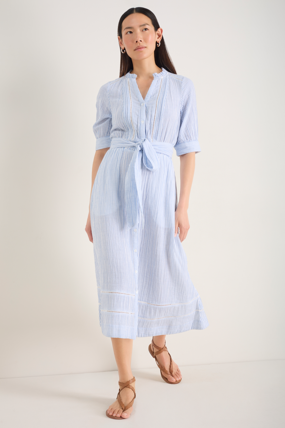 Otti Midi Dress - Sky Blue/White Stripe