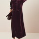 Paulina Silk Velvet Dress - Deep Fig