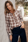 Tilly Blouse - Brown/Pink Check