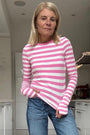 Marnie Long Sleeve Jersey Top - Sorbet Pink/Ivory Stripe