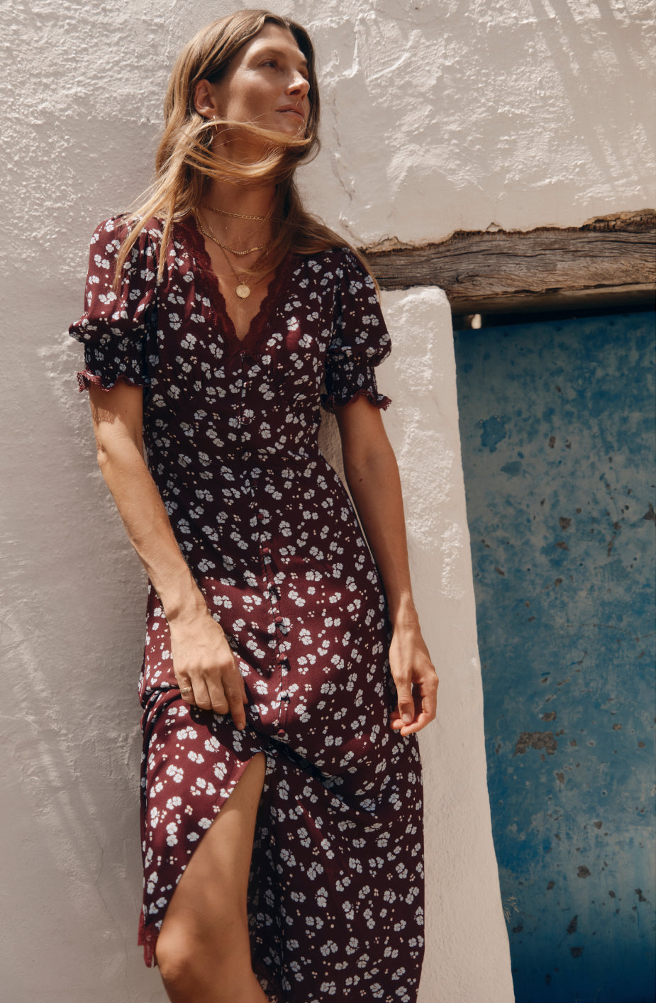 Eloise Dress - Aubergine Spaced Floral