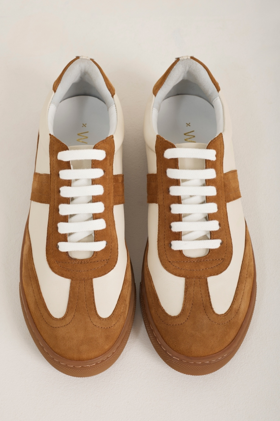 Gigi Leather Trainer - Ivory/Sand