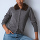 Lana Fur Collar Cardigan - Mid Grey Melange