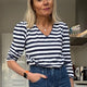 Elyna Tee - Midnight/Ivory Stripe