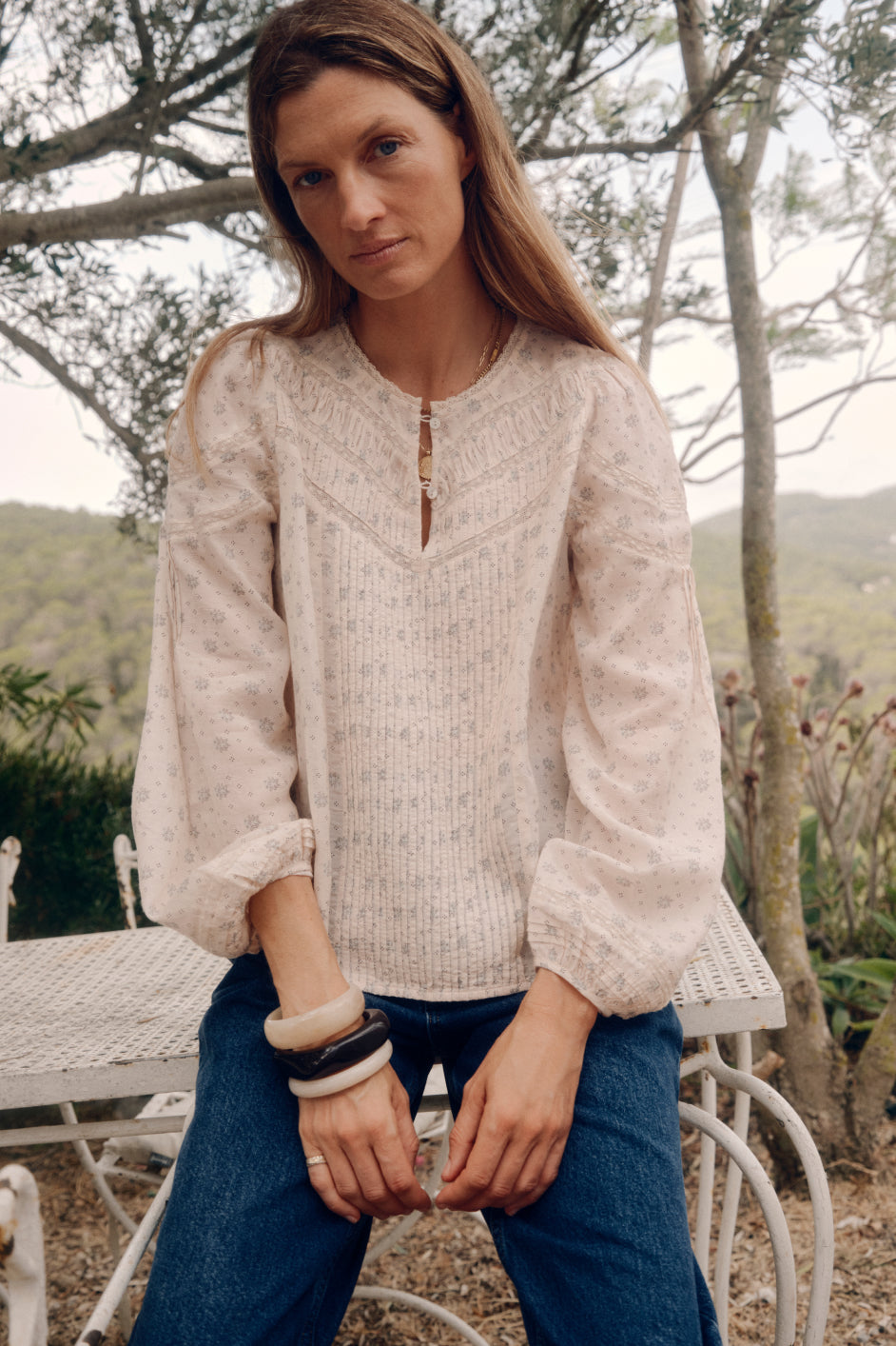 Flora Blouse - Floral Jacquard