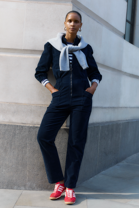 Zoe Pin Cord Jumpsuit - Midnight