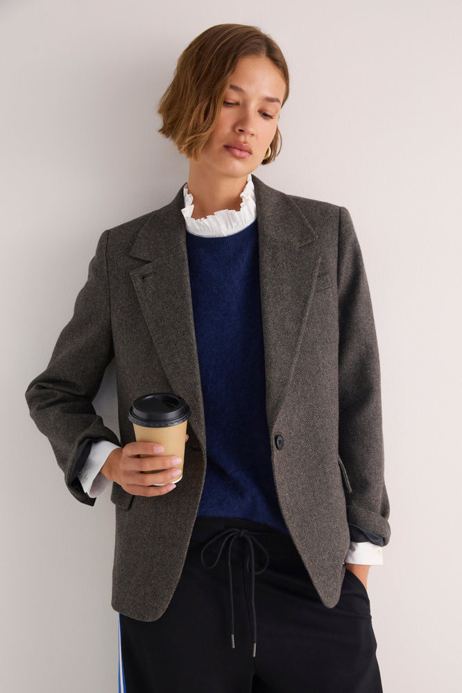 Darcy Blazer - Chocolate Herringbone