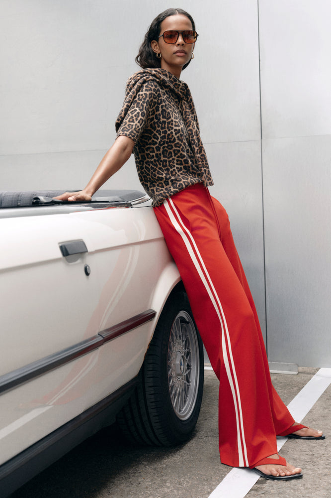 Penny Ponte Trouser - Red/Ivory