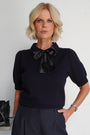 Cath x WYSE Gabrielle Tie Knit Top - Midnight