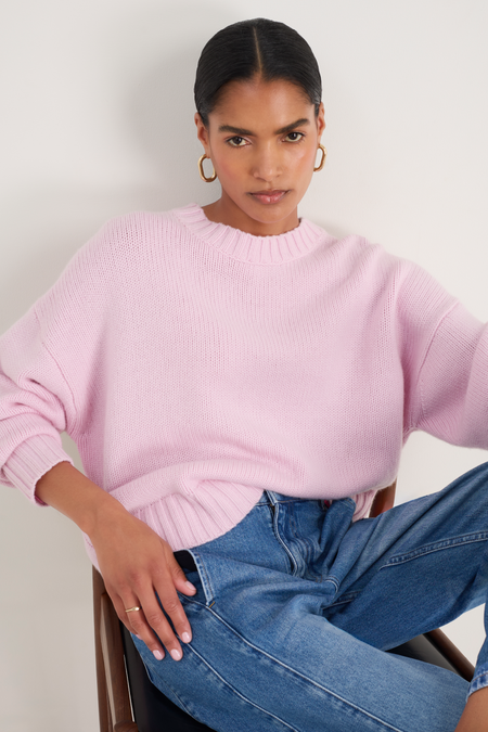 Liana Chunky Crew Neck Jumper - Blossom Pink