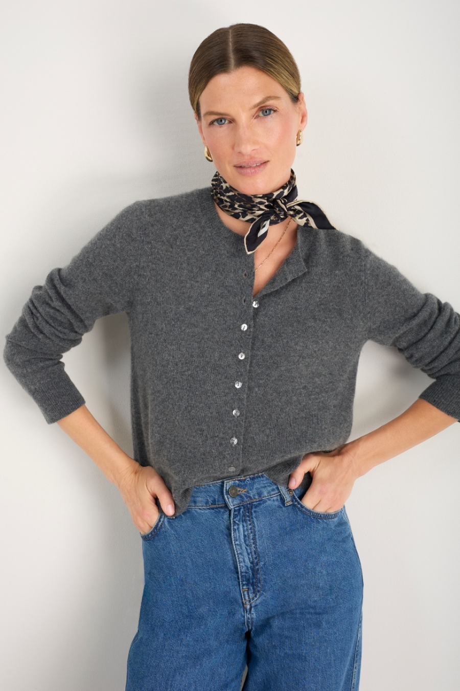 Katie Cashmere Cardigan - Grey Marl