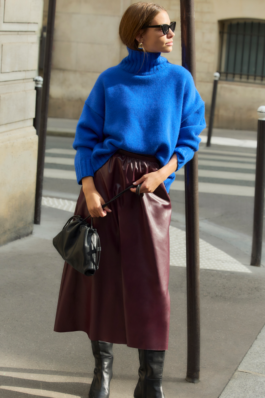 Mollie Faux Leather Skirt - Deep Fig