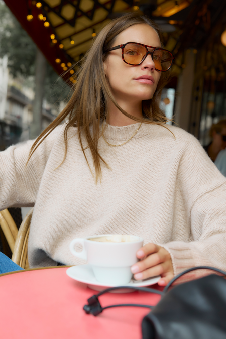 Liana Chunky Crew Neck Jumper - Taupe