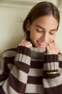Liana Chunky Funnel Neck Jumper - Chocolate/Oat Stripe