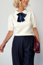 Cath x WYSE Gabrielle Tie Knit Top - Ivory