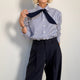 Cath x WYSE Martha Tie Shirt - Cocoa/Blue Stripe