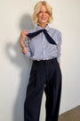 Cath x WYSE Martha Tie Shirt - Cocoa/Blue Stripe