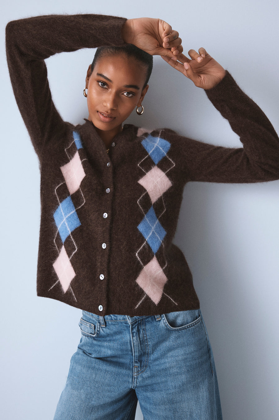 Frida Argyle Cardigan - Chocolate Multi