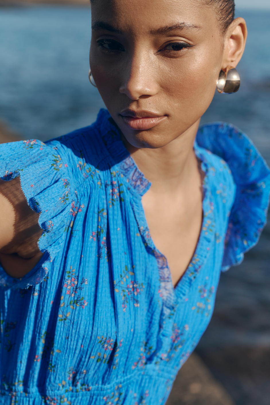 Miah Silk Blend Dress - Regatta Blue