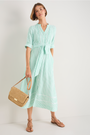 Otti Midi Dress - Jade Green/White Stripe
