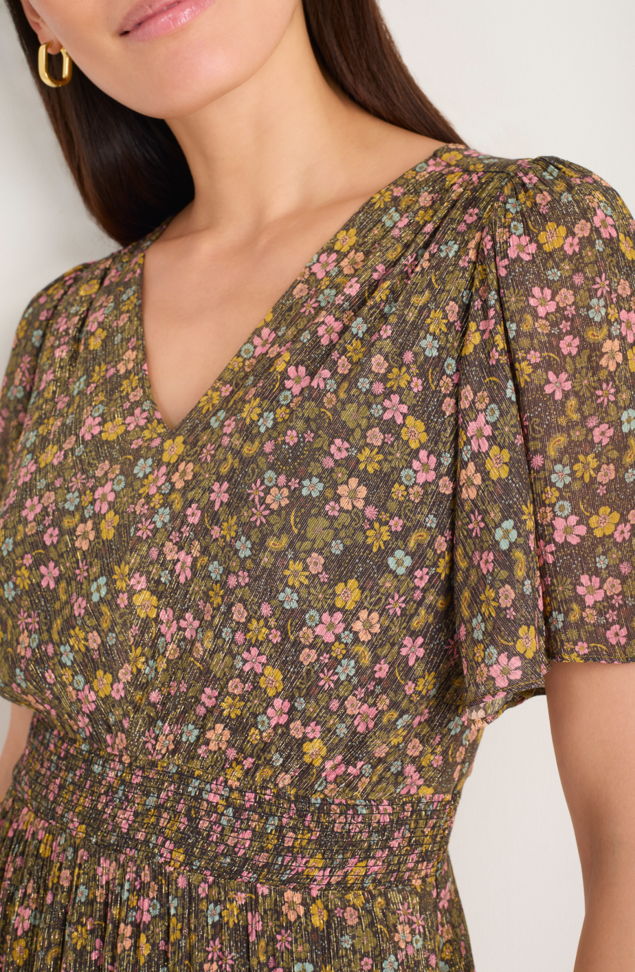 Iona Lame Dress - Retro Floral