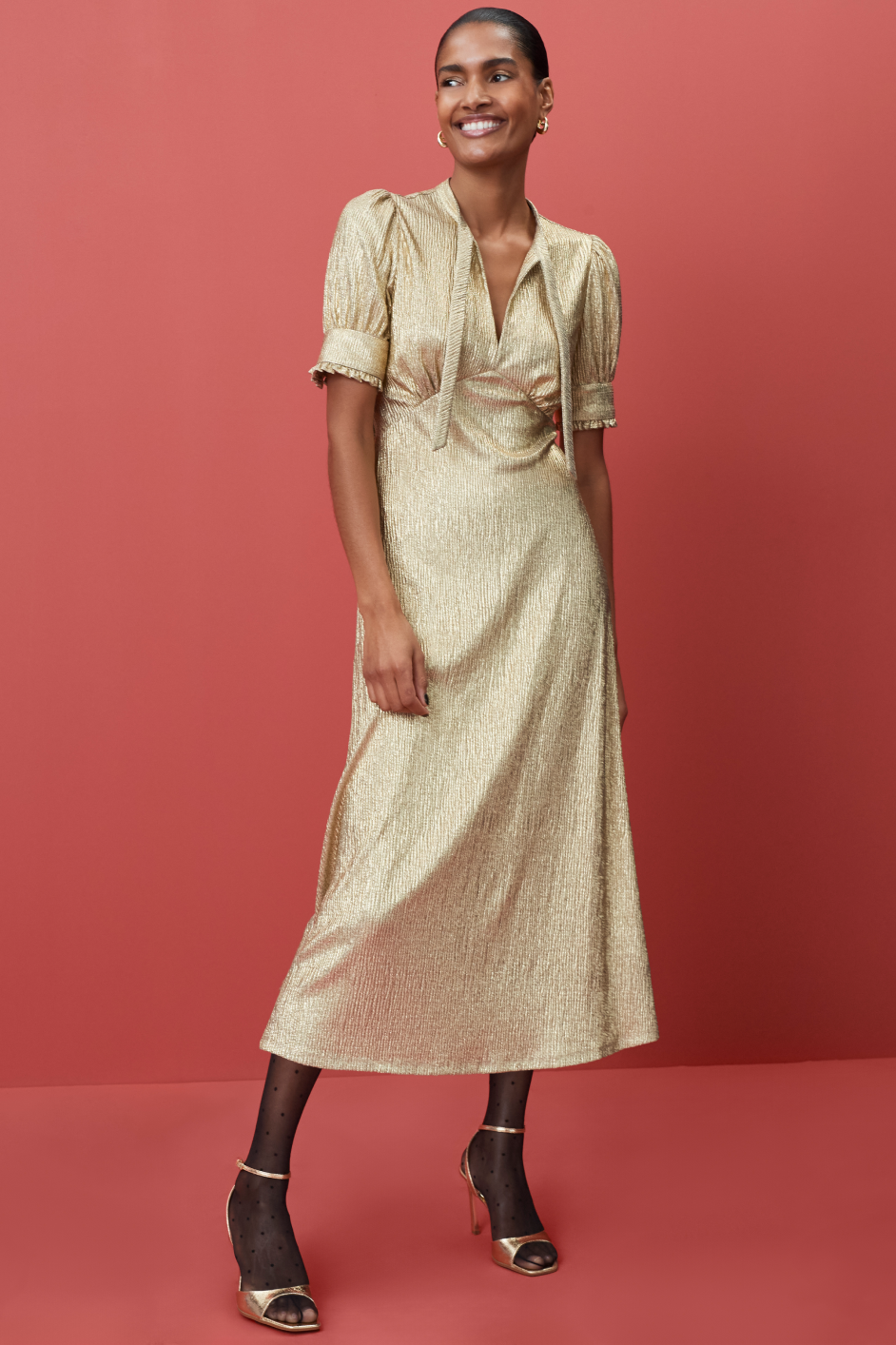 Paulina Dress - Gold Metallic