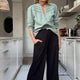 Delphine Cropped Pull On Trouser - Black