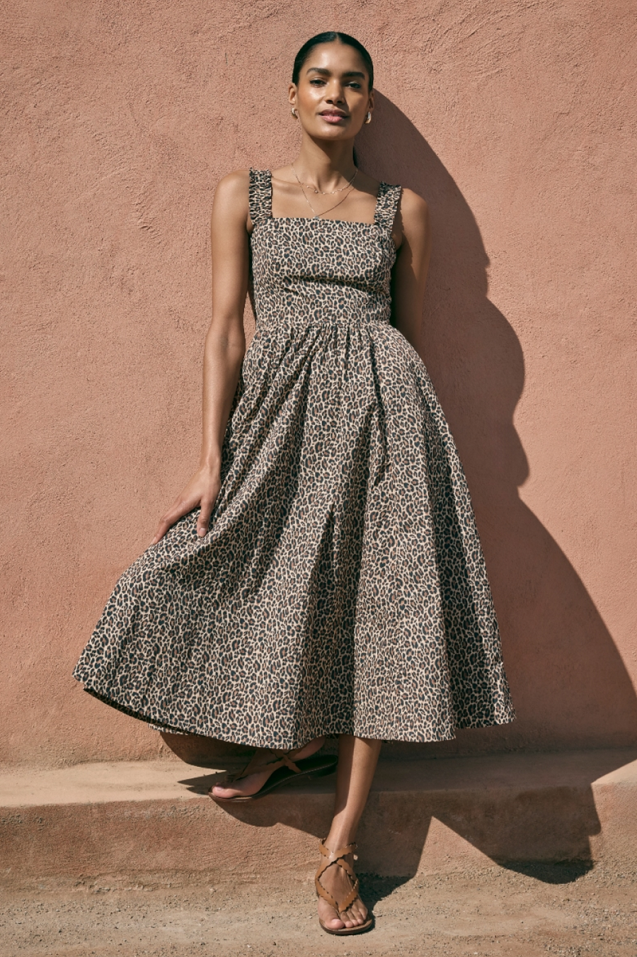 Audrey Taffeta Dress - Leopard