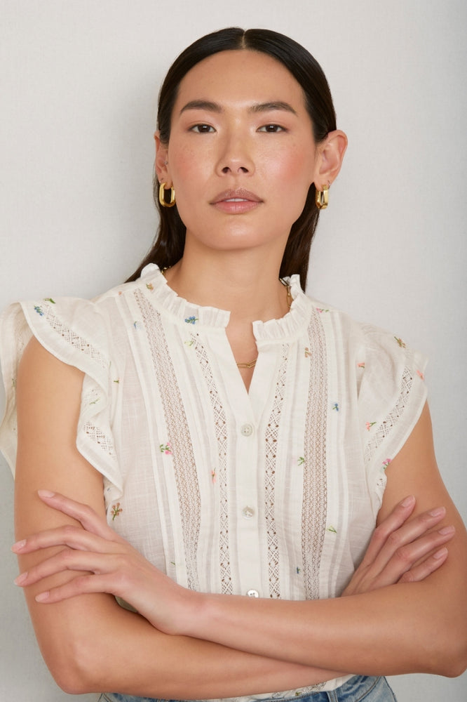 Melody Lace Top - Ivory Embroidered