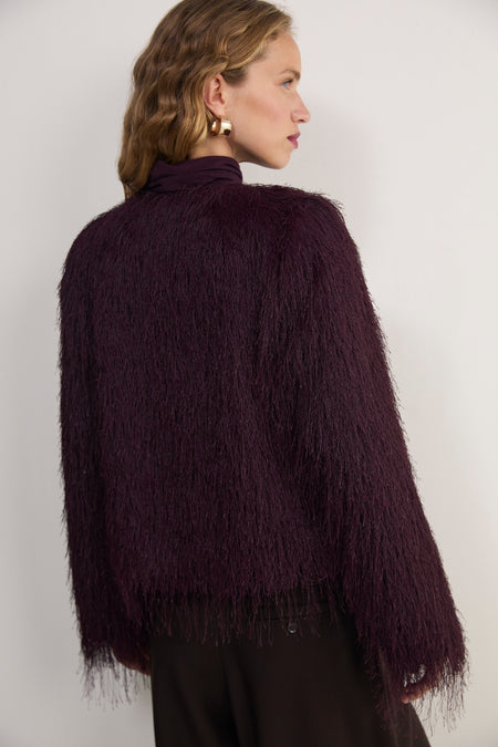 Francesca Fringed Jacket - Aubergine