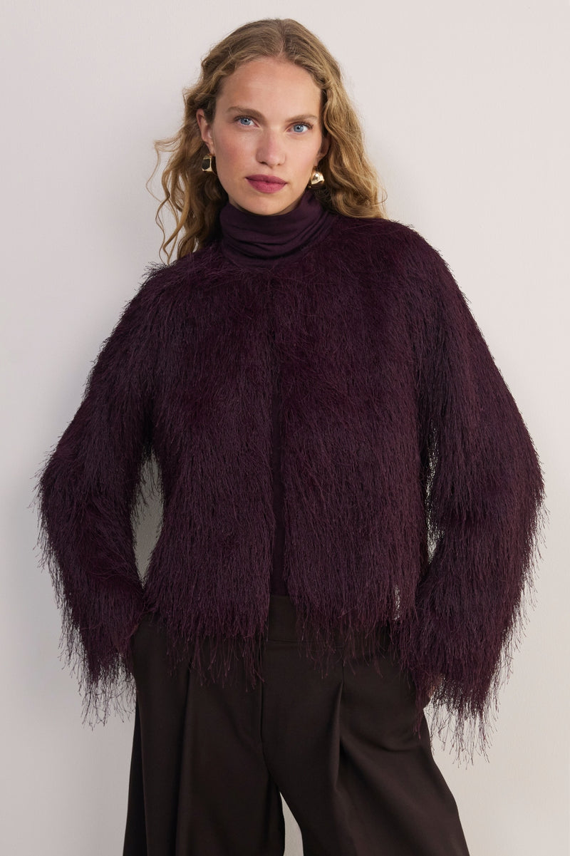 Francesca Fringed Jacket - Aubergine